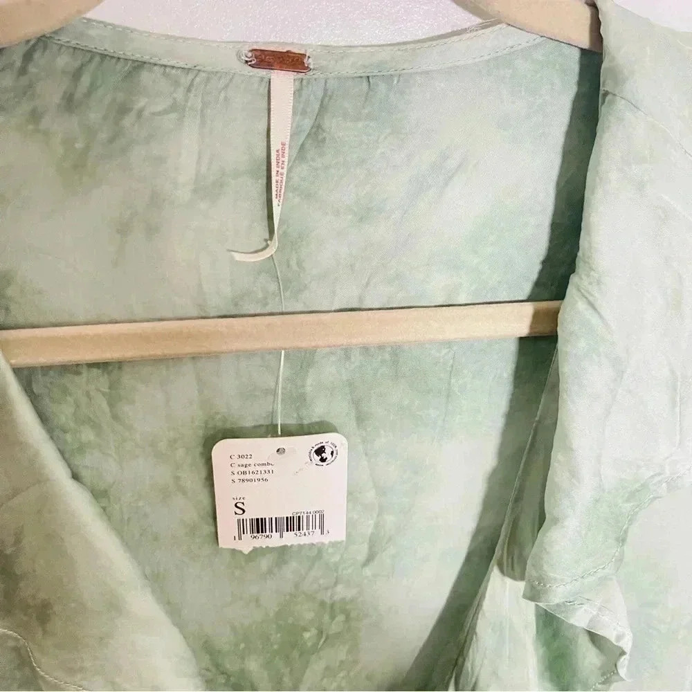 Free People Green Ruffle Blouse - Picture 4 of 9